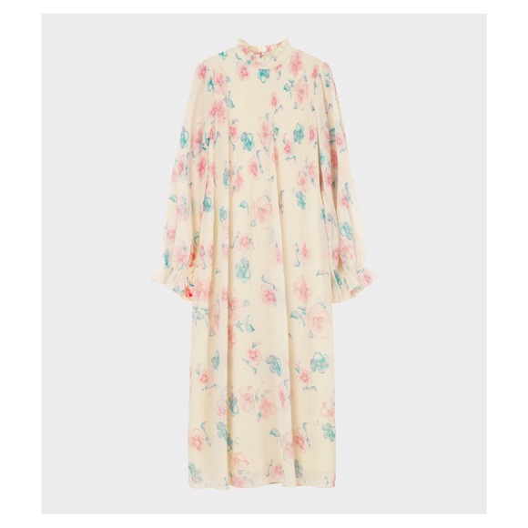 Ganni Yellow Floral Plisse Dress - Sz. 40 - Picture 4 of 11